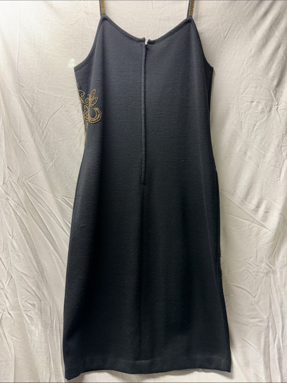 The Limited Black Slip Dress with Gold Embroidery - Picture 2 of 5